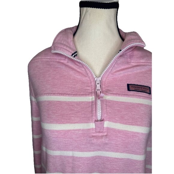 Vineyard Vines Womens Pink White Stripe 1/4 Zip Dreamcloth Shep Shirt Sz S Prep - Picture 3 of 10